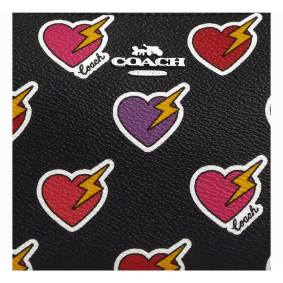 New Coach CW452 Nolita 19 With Heart Bolt Print Black Multi - Picture 4 of 5